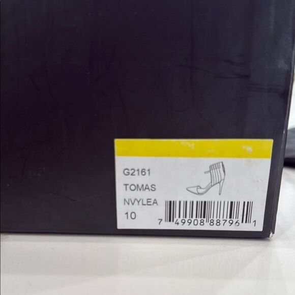 L.A.M.B. Navy and Silver Suede, Leather and Metal Heels - Picture 15 of 16